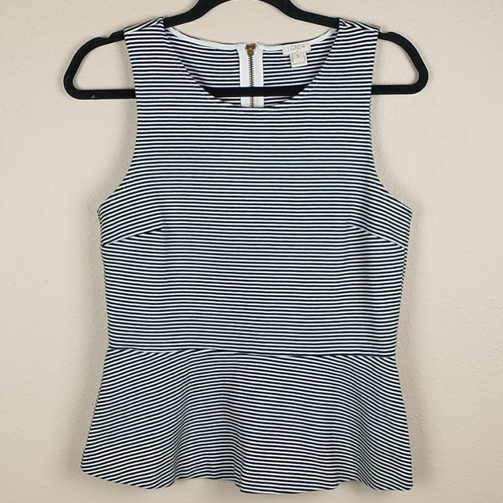 [J. Crew] Striped Peplum Top